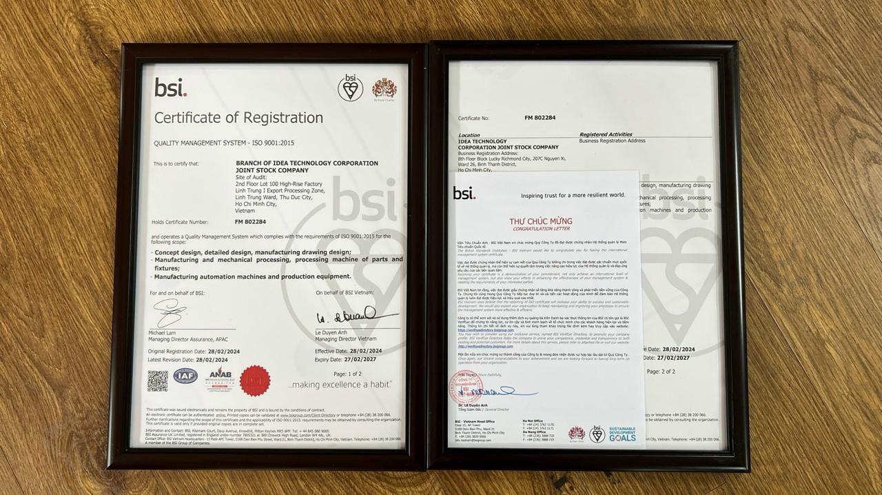 ISO9001:2015 do BSI cấp cho IDEAGroup