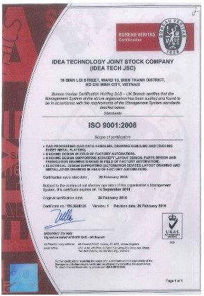 Hình 3. ISO9001:2008 do Bureau Veritas cấp