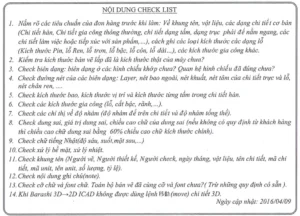 Nội dung Checklist người Barashi cần kiểm tra