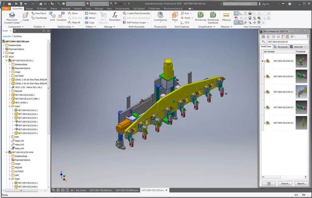 SolidWorks で　３Dモデリング画面