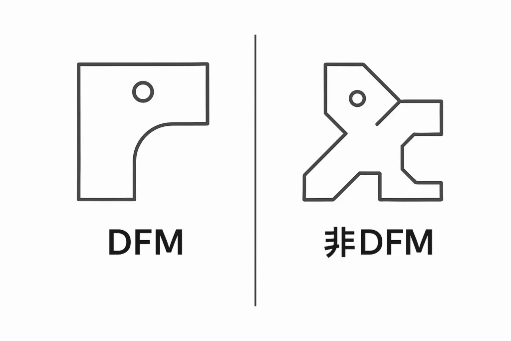 DFM設計と非DFM設計の比較図