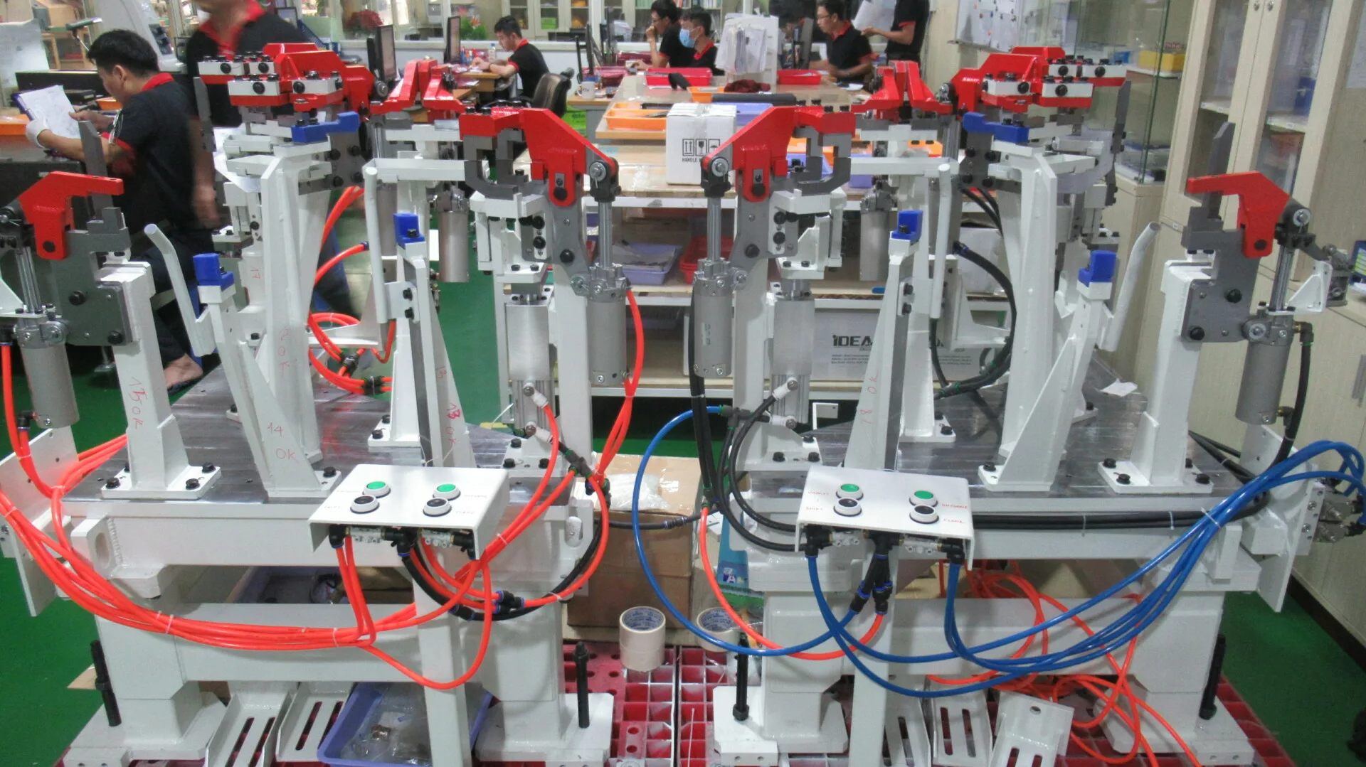 a group of people working in a factory