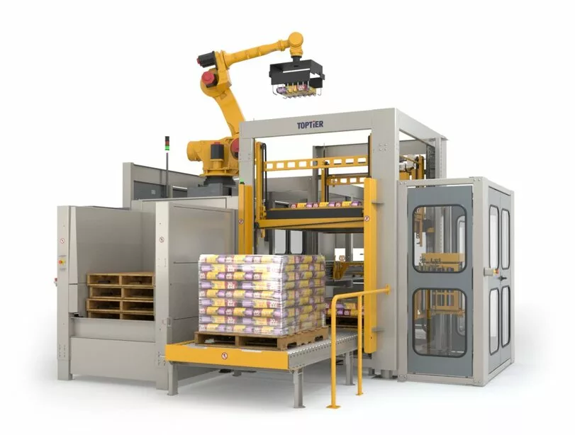Kết hợp robot và cơ cấu cơ khí định hướng sản phẩm trước khi gắp